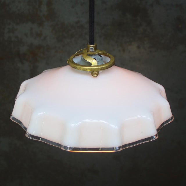 French White Opaline Glass Pendant Lamp For Sale - Image 4 of 7