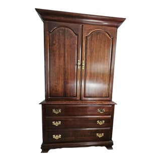 1990s Tall Cherry Highboy Armoire Chest of Drawers For Sale
