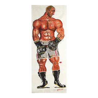 Theogene, Lifesize Boxer Painting, Oil on Paper, 2015 For Sale