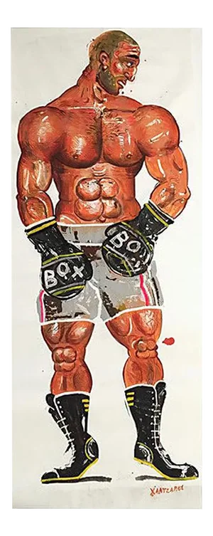 Theogene, Lifesize Boxer Painting, Oil on Paper, 2015
