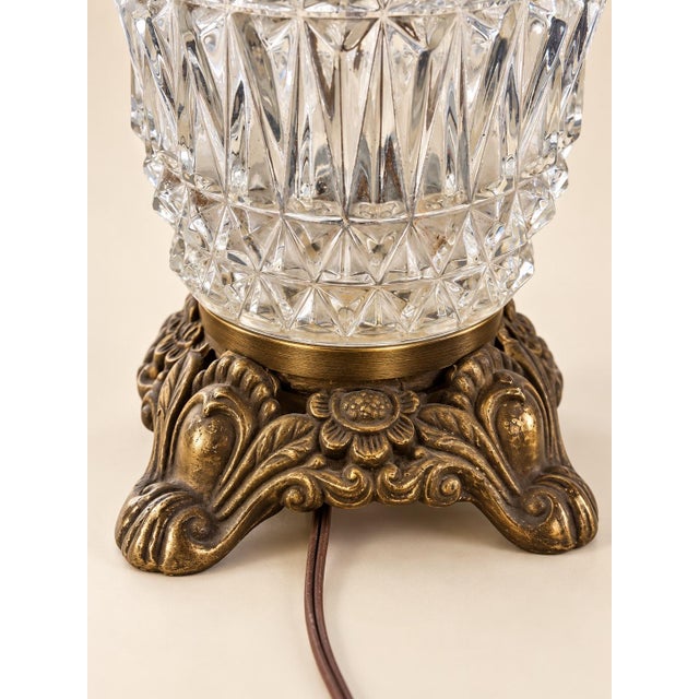 Oxblood Red Vintage Illuminated Crystal Lamp With Oxblood Velvet Pagoda Shade For Sale - Image 8 of 9