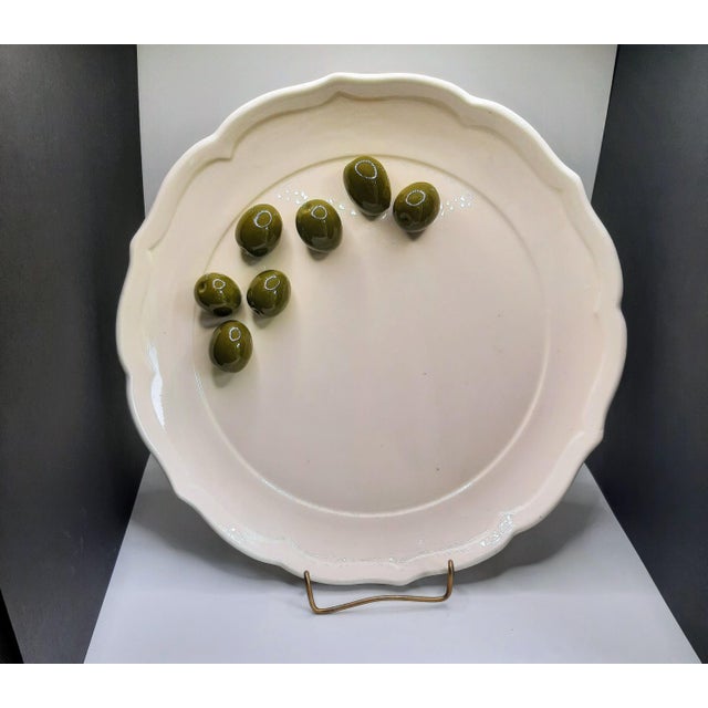 Ceramic Vintage Tromp l'Oeil Olive Plate For Sale - Image 7 of 9