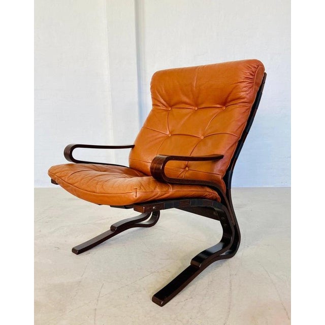Norwegian Cognac Leather Lounge Chair by Oddvin Rykken, 1960s For Sale - Image 10 of 13