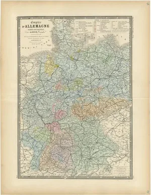 Antique Map of the Western Part of the German Empire by Levasseur, 1875