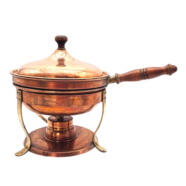 Here is a vessel of copper, burnished with age, carrying the quiet dignity of fine New York craftsmanship. The dish rests...