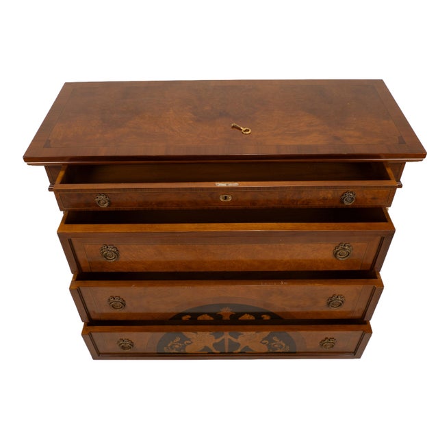 1980s Empire Style Chest of Drawers W/ Griffin Motifs &Hidden Drawer, Neoclassical Dresser For Sale - Image 9 of 18