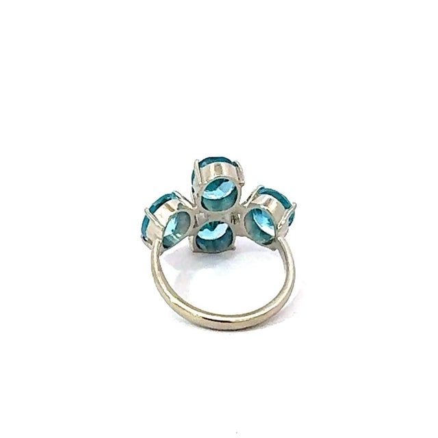 925 Sterling Silver Ring With Sparkling 9.59 CTW Blue Topaz 4 Stone in Prong Set - Size 6 For Sale - Image 9 of 13