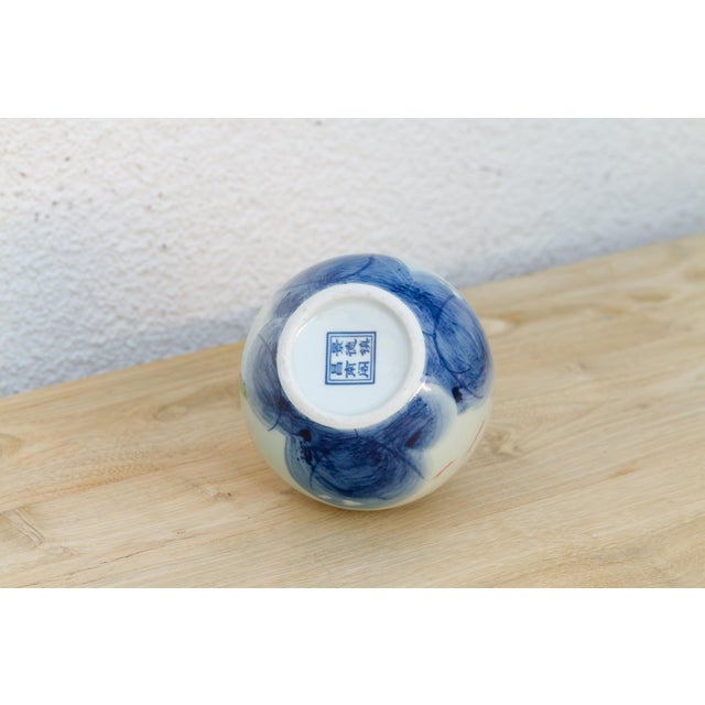 Asian Antique Hand-Painted Lotus Motif Porcelain Vase For Sale - Image 3 of 5
