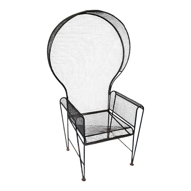 Russell Woodard Canopy Chair Sculptura Balloon High Back Wrought Iron Outdoor Patio Furniture For Sale
