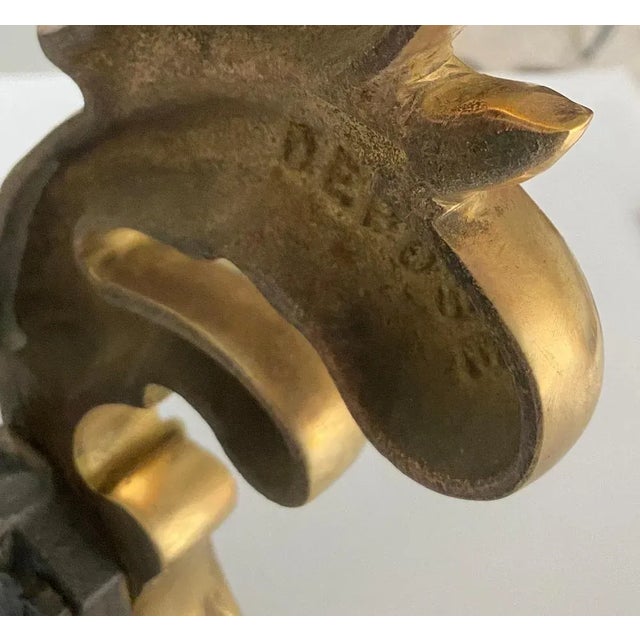 19th Century Black and Gold Color Steel and Bronze Andirons, France For Sale - Image 3 of 10