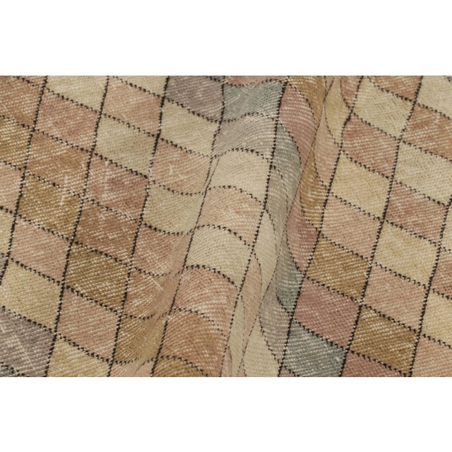Textile Vintage Distressed Runner Rug, Multicolor Diamond Geometric Pattern - Rug & Kilim For Sale - Image 7 of 8