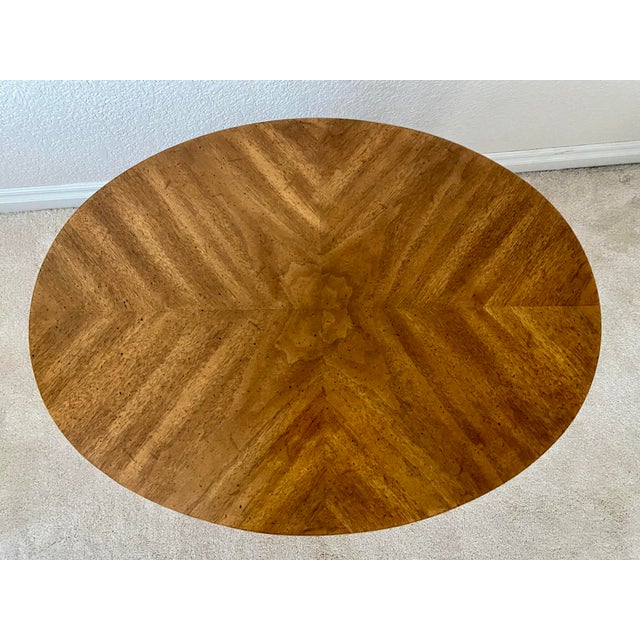 Vintage Mid-Century Modern oval drum storage side table/cabinet from Drexel's prestigious Francesca Collection. This...