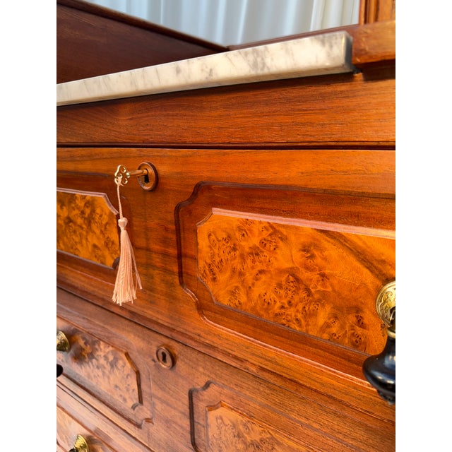 19th-Century Victorian Eastlake Walnut & Burl Dresser With Original Finish & Hardware For Sale - Image 13 of 18