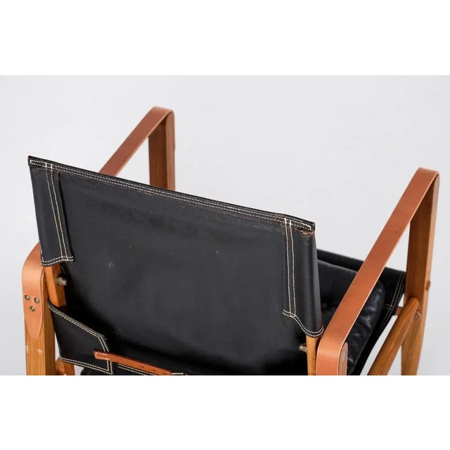 Set of Black Leather Safari Chairs attributed to Kaare Klint, 1950s For Sale - Image 9 of 12