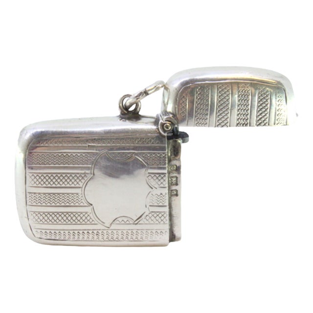 Guilloche Silver Matchbox with Bands For Sale