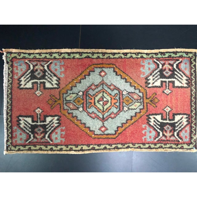 Boho Chic Small Vintage Turkish Rug For Sale - Image 3 of 6