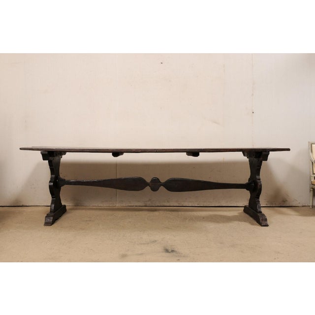 18th Century 18th Century Italian Carved Wood Trestle Dining Table For Sale - Image 5 of 11
