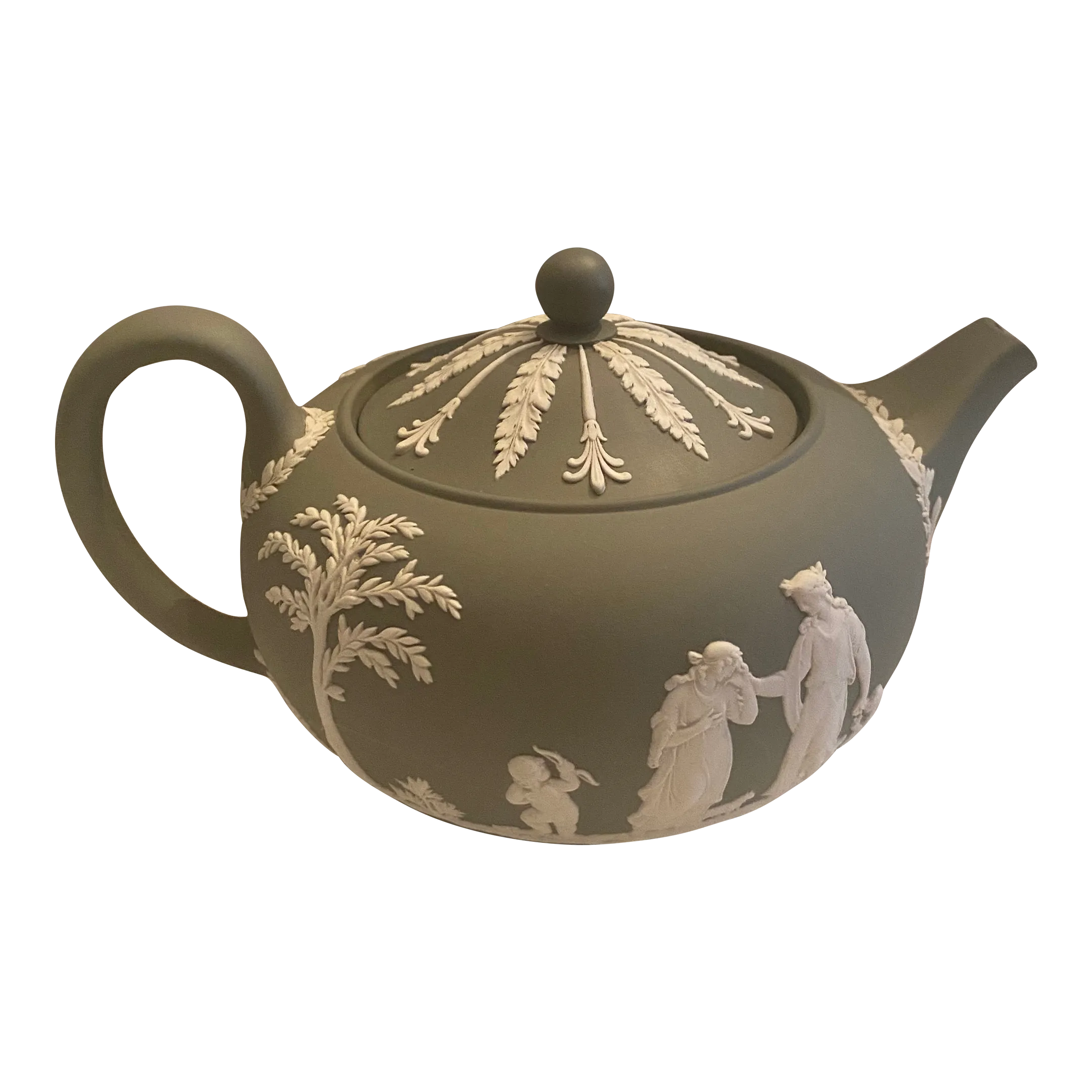 Early 20th Century Wedgwood Celadon Green Jasperware Tea Pot