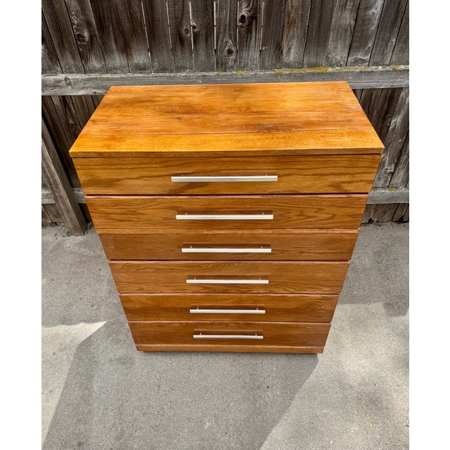 Mengel Furniture Co. Vintage Raymond Loewy for Mengel Oak Chest of Drawers For Sale - Image 4 of 10