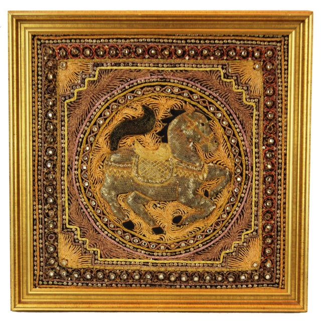 Hand Made India Beaded Gazelle Raised Wall Art-A Pair ONE OF A KIND Glass seed beads Mirror seed beads