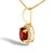 Contemporary 10K Yellow Gold Red Garnet and 1/10 Cttw Diamond Accent Halo Pendant Necklace For Sale - Image 3 of 5