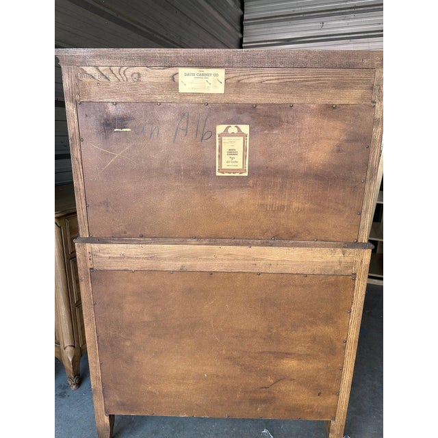 Two-part chest-on-chest in solid white ash by Davis Cabinet Company of Nashville, factory-labeled '416 Chest on Chest...