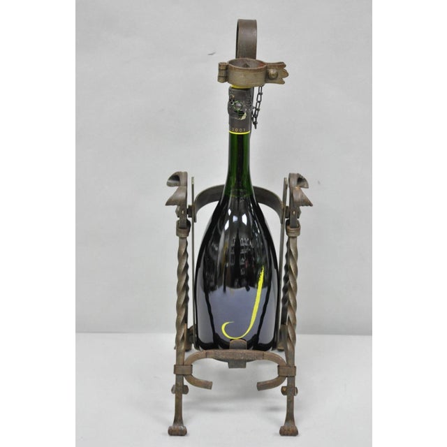 Antique German Arts & Crafts Wrought Iron Asbach Uralt 3 L Brandy Pourer Server For Sale - Image 16 of 17