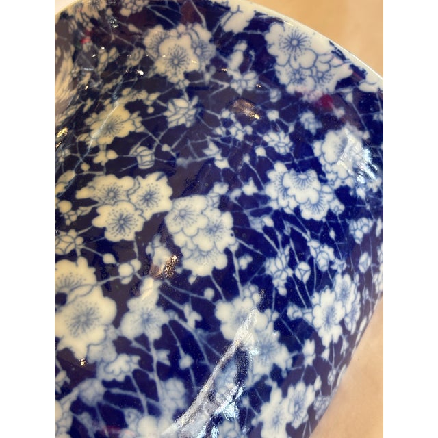 Blue Blue and White Glazed Ceramic Floral Wall Pocket For Sale - Image 8 of 8