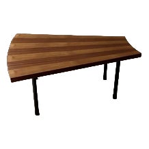Fan-Shaped Coffee Table with Inlaid Wood, 1950s For Sale