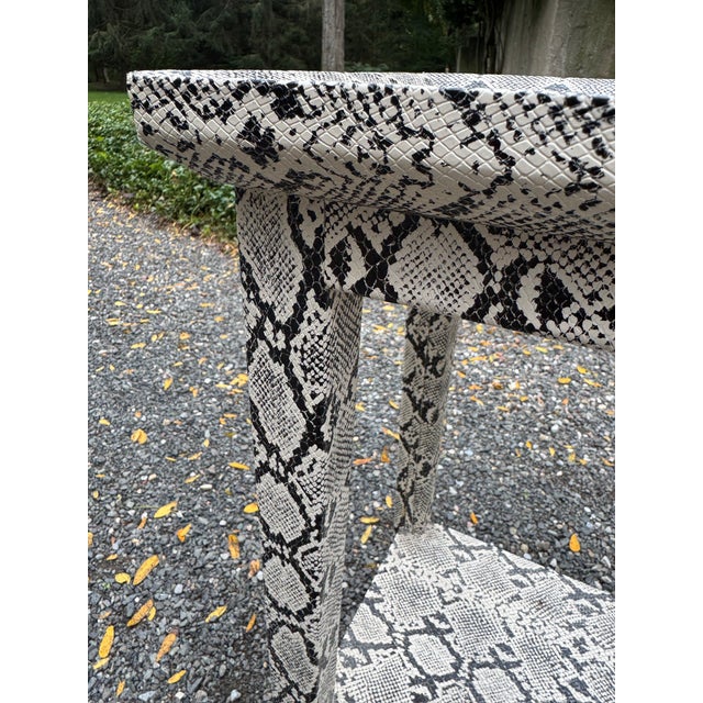 Sophisticated Karl Springer Style Python Skin Wrapped Telephone Table For Sale - Image 9 of 11