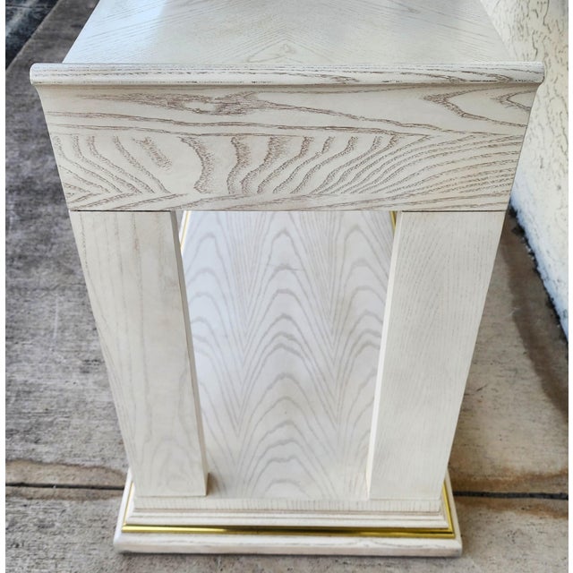 Wood Thomasville Console Sofa Table Whitewash Beach House For Sale - Image 7 of 14