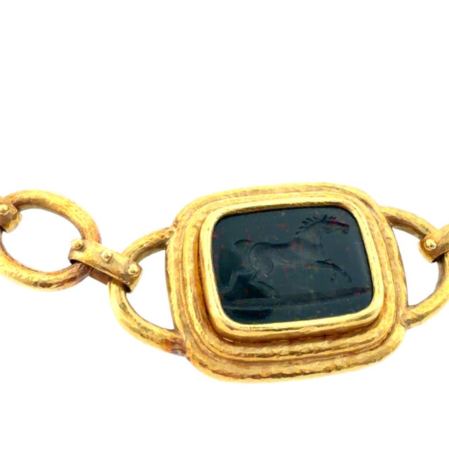 Gold Elizabeth Locke 18k Bloodstone Intaglio Toggle Necklace For Sale - Image 8 of 10