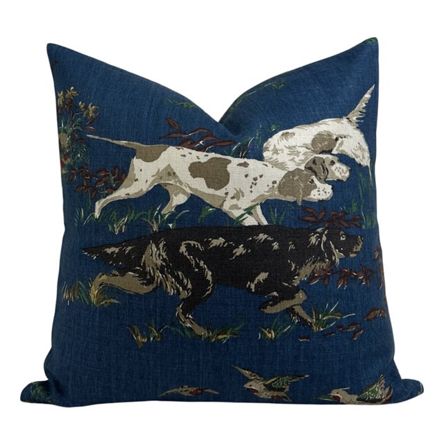 Pointers Pillow Cover in Indigo Blue, 20x20 Pillow For Sale
