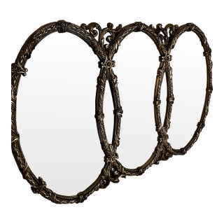 Vintage Bassett Mirror Co. Triple Interlocking Oval Wall Mirror - Gold Hollywood Regen For Sale