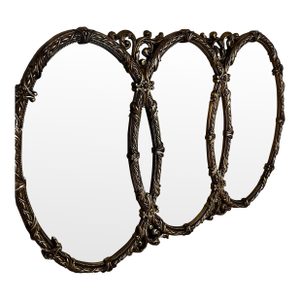 Vintage Bassett Mirror Co. Triple Interlocking Oval Wall Mirror - Gold Hollywood Regen