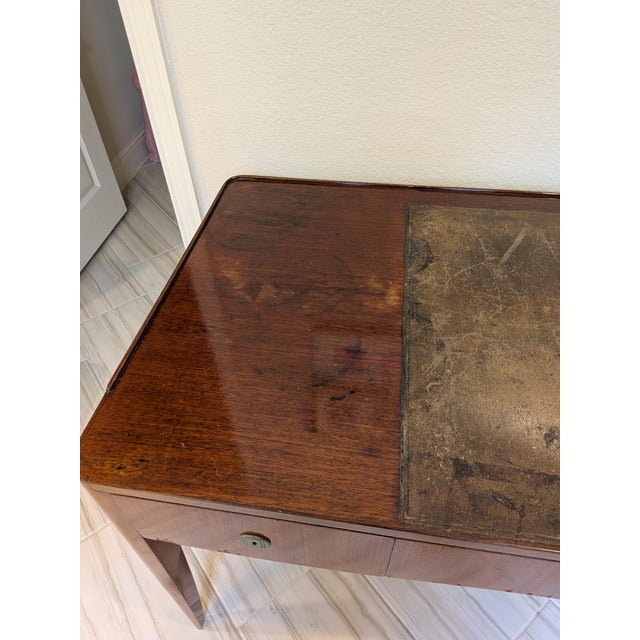 1930s French Art Deco Walnut Writing Desk With Leather Top Insert For Sale In Houston - Image 6 of 14