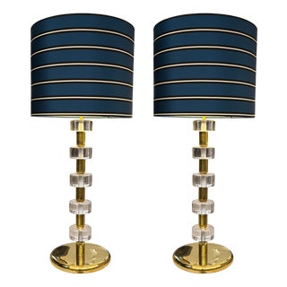 Murano Glass Disc Lamps with Striped Shade, 1960s, Set of 2 For Sale