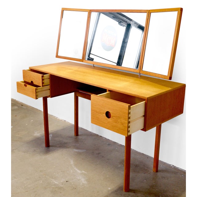 Wood 1950s Aksel Kjersgaard Vanity With Mirror Designed by Kai Kristiansen, Attributed For Sale - Image 7 of 11