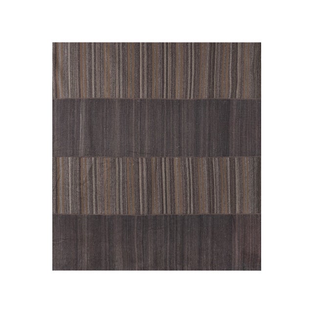 Mid-Century Modern 1960s Oversize Bohemian Striped Wool Kilim Rug 9'5'' X 9'7'' For Sale - Image 3 of 12