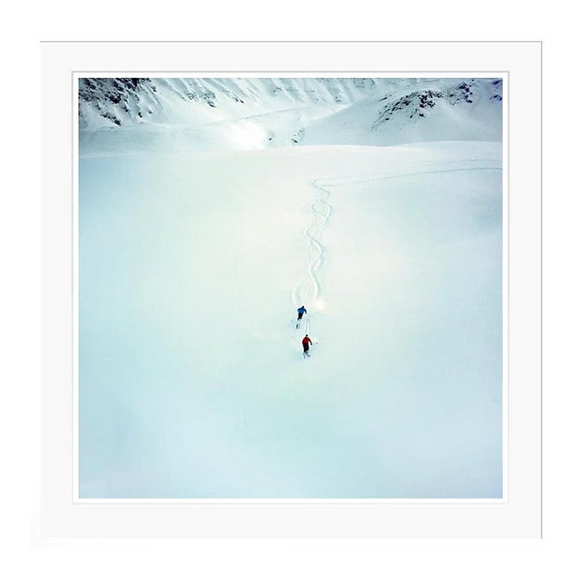 Toni Frissell 'Klosters Ski Scene' Archival Pigment Print Framed in White For Sale
