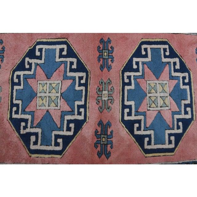 1970s Vintage Turkish Handmade Wool Cotton Pink Area Rug For Sale - Image 11 of 11