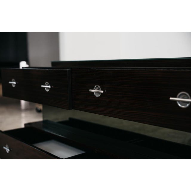 Modernist Cubic Chest of Drawers in Wood Veneer and Glass,1980s For Sale - Image 10 of 15