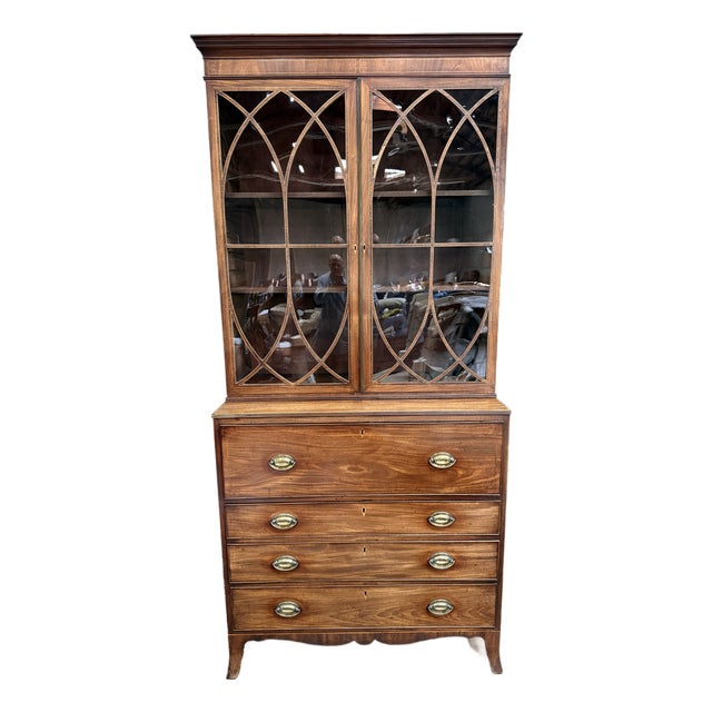 George III Mahogany Secretary Bookcase c.1800 93" For Sale