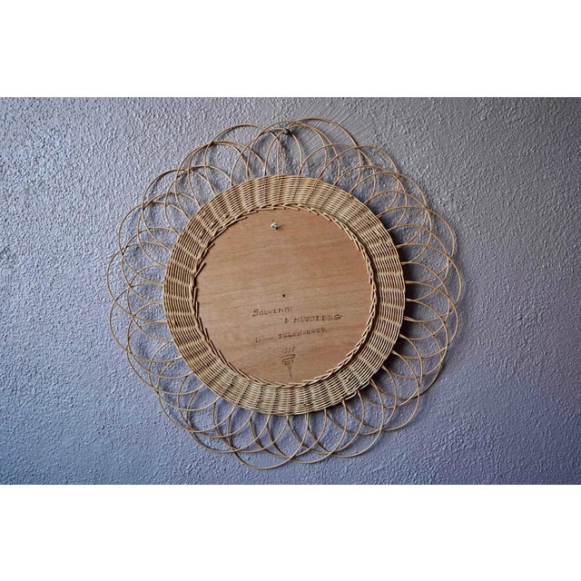 1980s Round Wall Mirror in Woven Rattan by Dillenseger, 1980s For Sale - Image 5 of 7