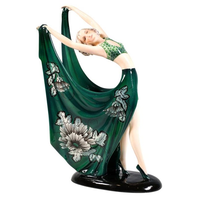 Ceramic Art Deco Ceramic Dancer attributed to Stephan Dakon for Goldscheider, Vienna, Austria, 1935 For Sale - Image 7 of 7