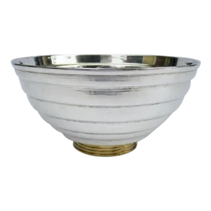 Vintage 1950's-60's (India) Silver Plate & Brass Art Deco-Style Ribbed, Step-Tieref Decorative Bowl