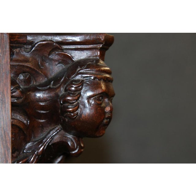 Baroque Cabinet Amsterdam Schapp, 5 Ebonized Columns, Pillow Fillings, Carved Chapters - Doors - Cornice, Secret Compartment, on High Feet, 1880 For Sale - Image 16 of 18