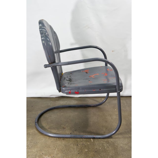 Art Deco Style Cantilevered Metal Outdoor Chair Chairish