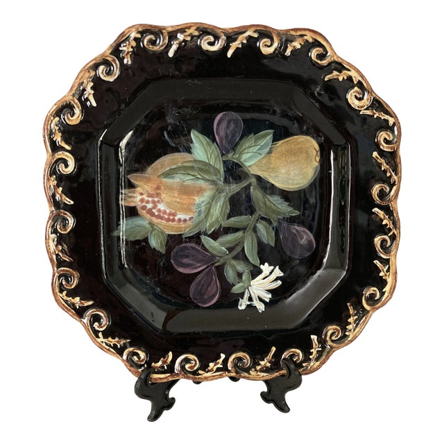 1980s Raymond Waites Pompeii Decorative Plate – Octagonal With Fruit Motif For Sale