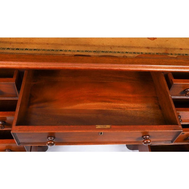 Vintage Flame Mahogany Twin Pedestal Desk For Sale - Image 13 of 18